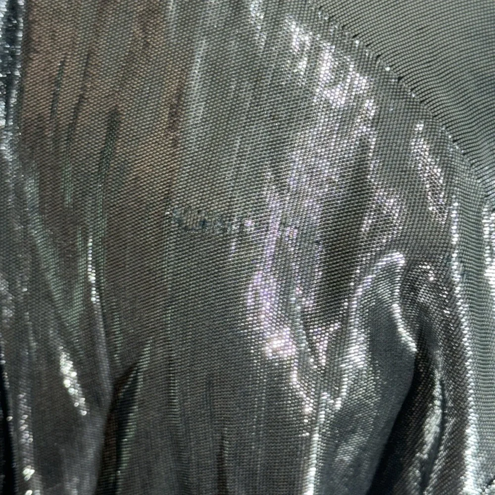 Vintage Silver 70/80s Disco Shiny Open Front Blazer Jacket Estimated Size Med/Lg - Picture 11 of 15